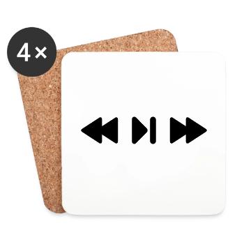 Music Play Musik Button Knopf Symbol - Untersetzer (4er-Set) - Weiß - Vorne
