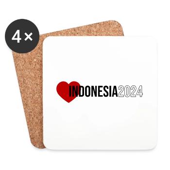 Indonesia 2024 Heart Holidays - Coasters (set of 4) - white - Front