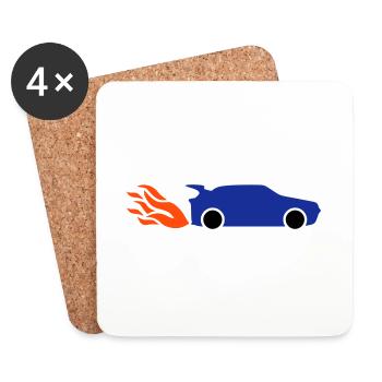 ★ Design colors changeable ★ Flames on the exhaust - Coasters (set of 4) - white - Front