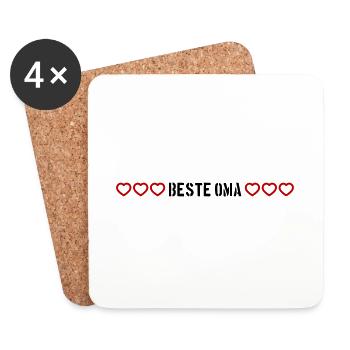 Beste Oma Herz Liebe - Untersetzer (4er-Set) - Weiß - Vorne