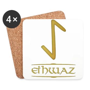 Eihwaz - Rune /Ancien Futhark /Série de 24 runes - Dessous de verre (lot de 4) - blanc - Devant