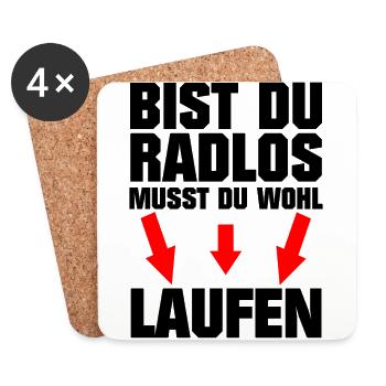Radlos Laufen Witziger Spruch - Untersetzer (4er-Set) - Weiß - Vorne