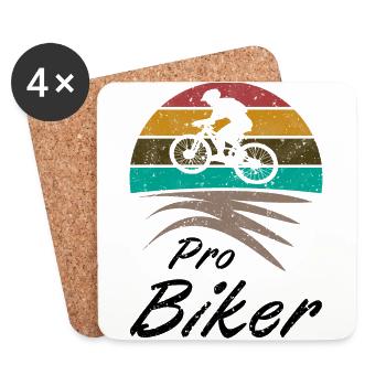 Profi Montainbiker Retro Fahrrad Geschenk - Untersetzer (4er-Set) - Weiß - Vorne