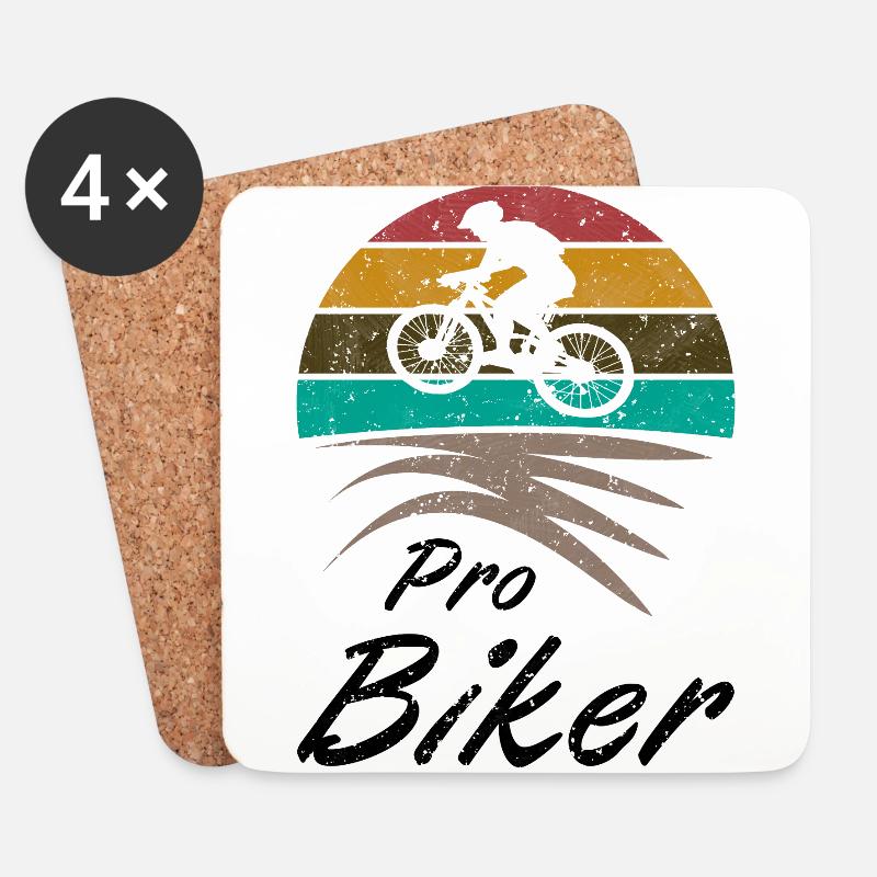 Profi Montainbiker Retro Fahrrad Geschenk - Untersetzer (4er-Set) - Weiß