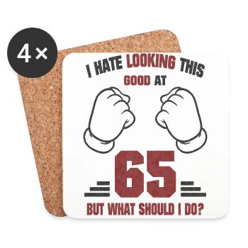 65 Birthday Funny Saying Gift - Coasters (set of 4) - white - Front