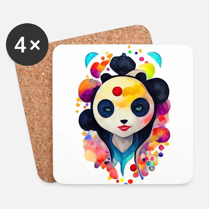 Panda-Frau - Untersetzer (4er-Set) - Weiß