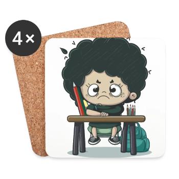 Terrified Schoolchild - Coasters (set of 4) - white - Front