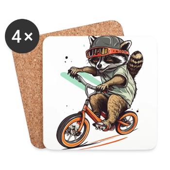 BMX raton laveur - Dessous de verre (lot de 4) - blanc - Devant