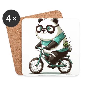 Panda Cycliste - Dessous de verre (lot de 4) - blanc - Devant