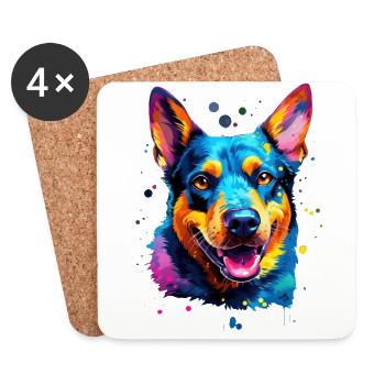 colorful Australian Cattle Dog - colorful dogs - Coasters (set of 4) - white - Front