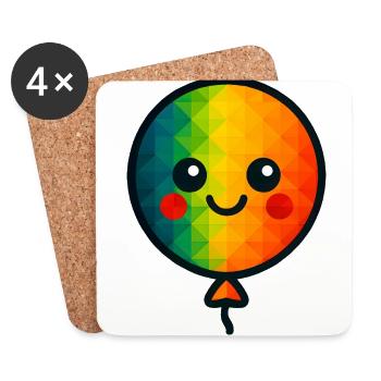 WPAP Polygon Kawaii Style Baby Toy Balloon - Coasters (set of 4) - white - Front