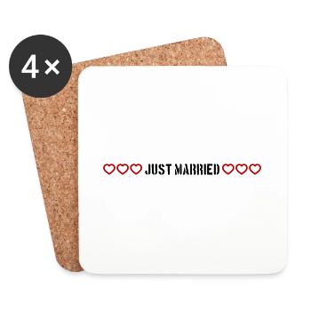 Just Married Wedding Hearts - Coasters (set of 4) - white - Front