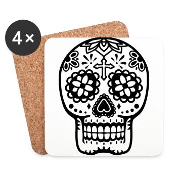 Tête de mort - Dessous de verre (lot de 4) - blanc - Devant