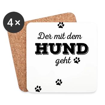 Der mit dem Hund geht - Untersetzer (4er-Set) - Weiß - Vorne