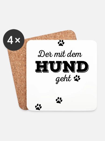 Der mit dem Hund geht - Untersetzer (4er-Set) - Weiß