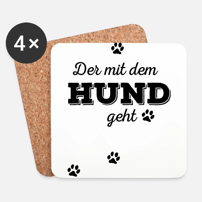 Der mit dem Hund geht - Untersetzer (4er-Set) - Weiß