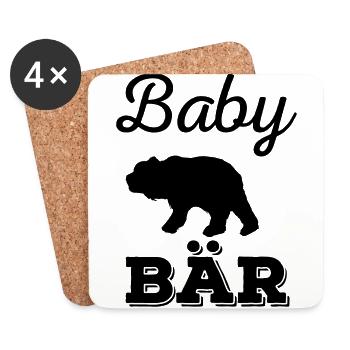 Baby Bär - Vater und Sohn Shirts - Untersetzer (4er-Set) - Weiß - Vorne
