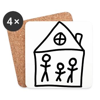 Familie Haus - line - Untersetzer (4er-Set) - Weiß - Vorne