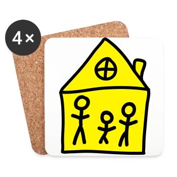 Maison de famille - Dessous de verre (lot de 4) - blanc - Devant