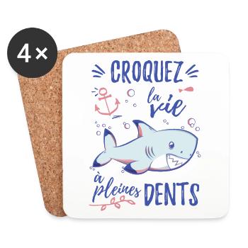 Croquez la vie à pleines dents - Dessous de verre (lot de 4) - blanc - Devant