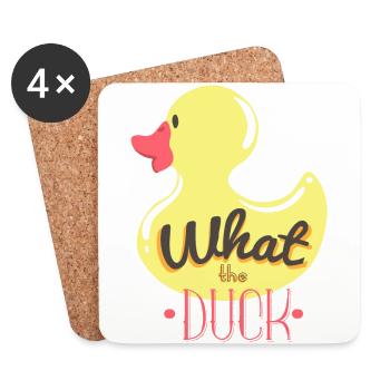 What the duck (fuck) - Ente, Typografie - Untersetzer (4er-Set) - Weiß - Vorne