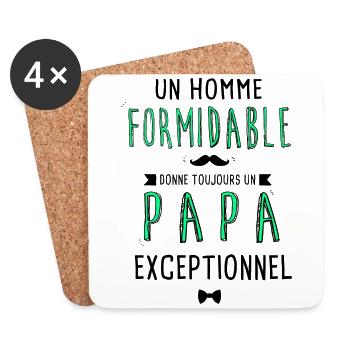 un homme formidable, papa exceptionnel - Dessous de verre (lot de 4) - blanc - Devant