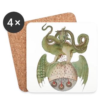 Dragon du Moyen Age - Dessous de verre (lot de 4) - blanc - Devant