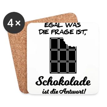 Schokolade ist die Antwort Spruch Weisheit - Untersetzer (4er-Set) - Weiß - Vorne