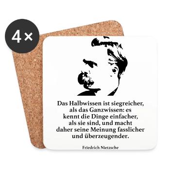 Nietzsche: Das Halbwissen ist siegreicher, als da - Untersetzer (4er-Set) - Weiß - Vorne