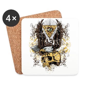 adler skull 13 illuminati - Coasters (set of 4) - white - Front