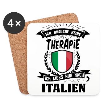 Ich brauche keine Therapie ich muss nach Italien - Untersetzer (4er-Set) - Weiß - Vorne