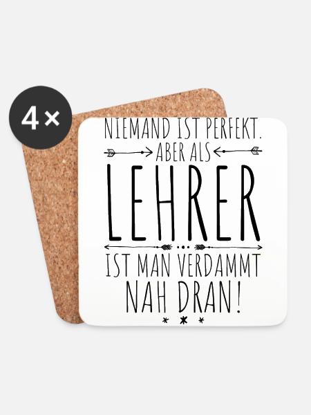 Lehrer perfekt - Untersetzer (4er-Set) - Weiß