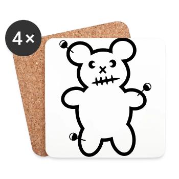 Voodoo Teddy Bear aiguilles Ours d'horreur Halloween - Dessous de verre (lot de 4) - blanc - Devant