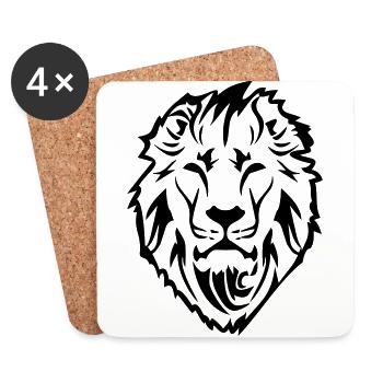 Lion lion head illustration wild cat - Coasters (set of 4) - white - Front