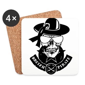 tete de mort renegade breizh pirate - Dessous de verre (lot de 4) - blanc - Devant