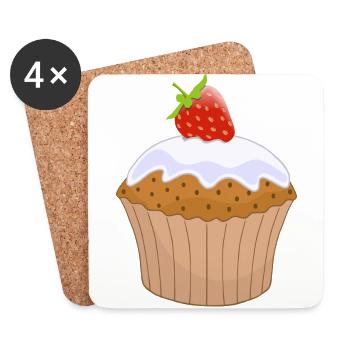 cupcake muffin cake kuchen backen bakery68 - Untersetzer (4er-Set) - Weiß - Vorne