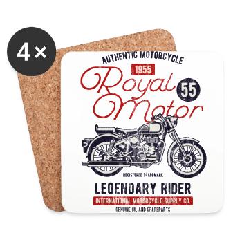 1955 ROYAL MOTOR - Retro Motorrad Shirt Motiv - Untersetzer (4er-Set) - Weiß - Vorne