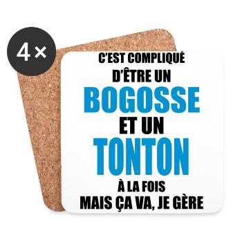 c'est compliqué d'être un bogosse et un tonton - Dessous de verre (lot de 4) - blanc - Devant