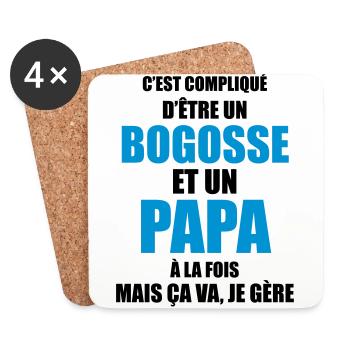 c'est compliqué d'être un bogosse et un papa - Dessous de verre (lot de 4) - blanc - Devant