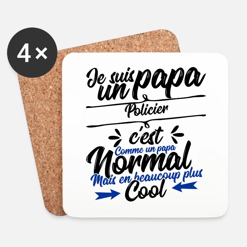 Papa Polizist Geschenk - Untersetzer (4er-Set) - Weiß
