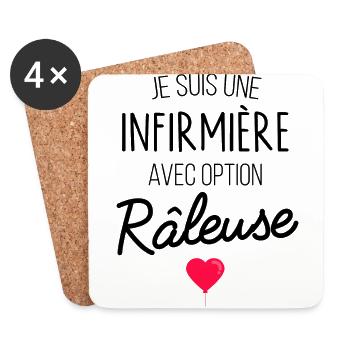 je suis une infirmiere avec option raleuse - Dessous de verre (lot de 4) - blanc - Devant