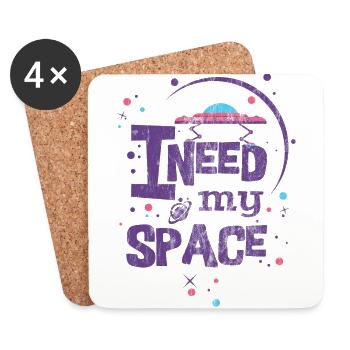 LILA I NEED MY SPACE - Untertassen Sprüche Shirt - Untersetzer (4er-Set) - Weiß - Vorne
