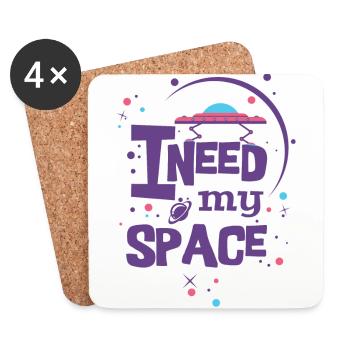 LILA ICH BRAUCHE MEIN PLATZ - UFO Sprüche Shirt - Untersetzer (4er-Set) - Weiß - Vorne