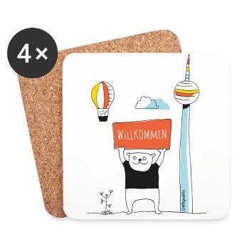 Berlin Bear and TV Tower | little public - Coasters (set of 4) - white - Front