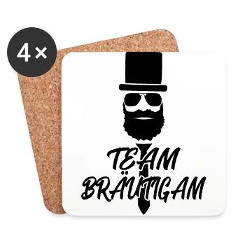 Team Bräutigam JGA Shirt Herren - Untersetzer (4er-Set) - Weiß - Vorne