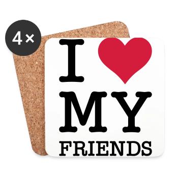 I Love My Friends - Untersetzer (4er-Set) - Weiß - Vorne