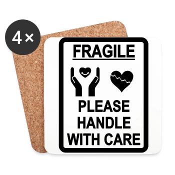 coeur fragile noir - Dessous de verre (lot de 4) - blanc - Devant