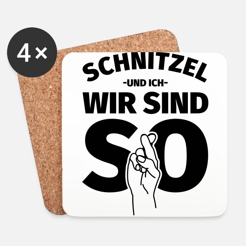 Schnitzel Liebhaber Geschenk - Untersetzer (4er-Set) - Weiß