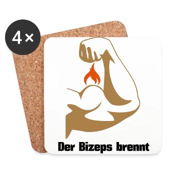 Der Bizeps brennt Muskeln Sport Fitness - Untersetzer (4er-Set) - Weiß - Vorne