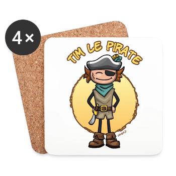 Tim le pirate - Dessous de verre (lot de 4) - blanc - Devant